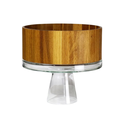 Wooden Bowl & Glass Stand L