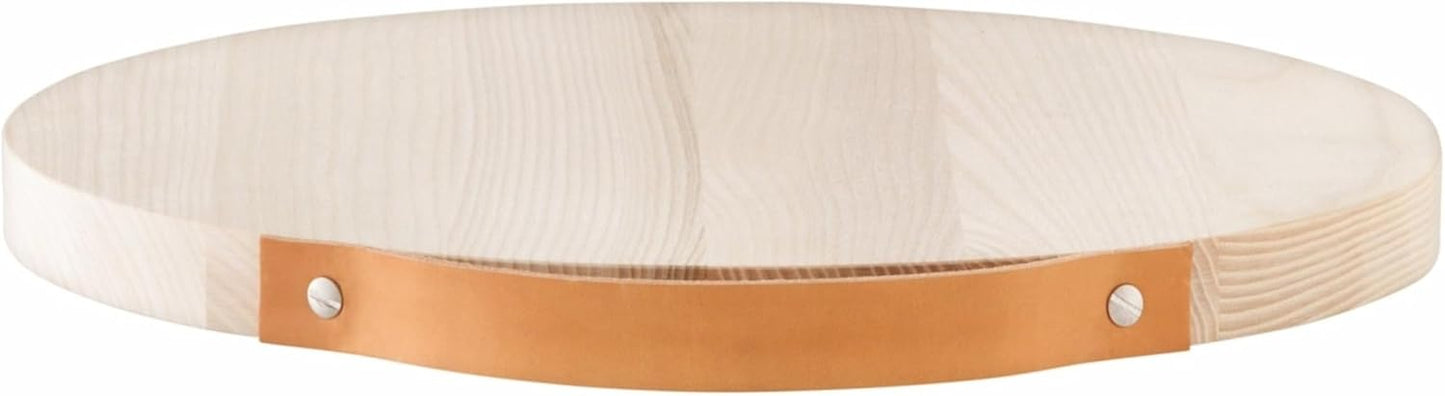 W114-01-350 Utility Board Ash & Leather Handle Ø35cm