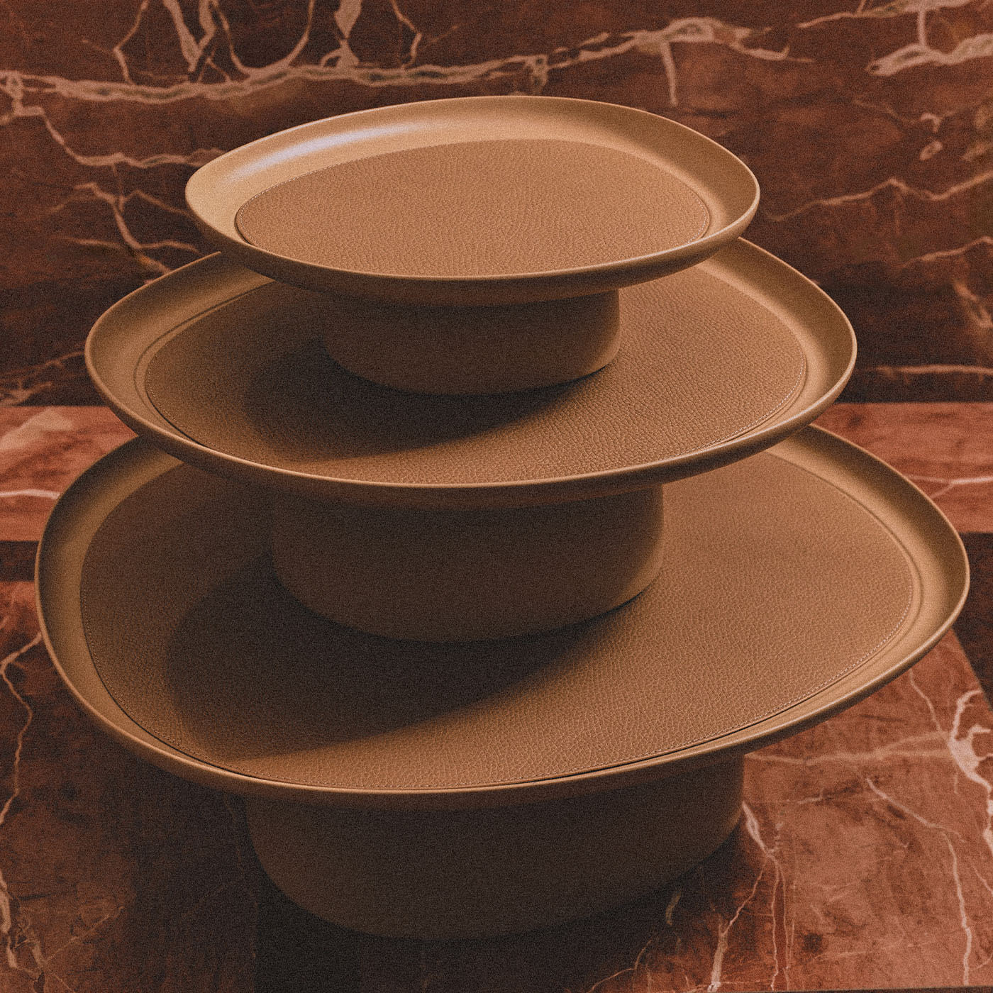 Maris Large Round Beige Raised Tray