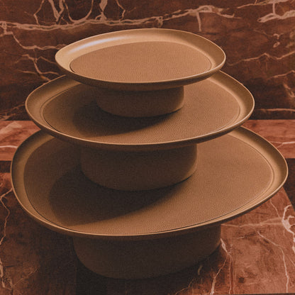 Maris Large Round Beige Raised Tray