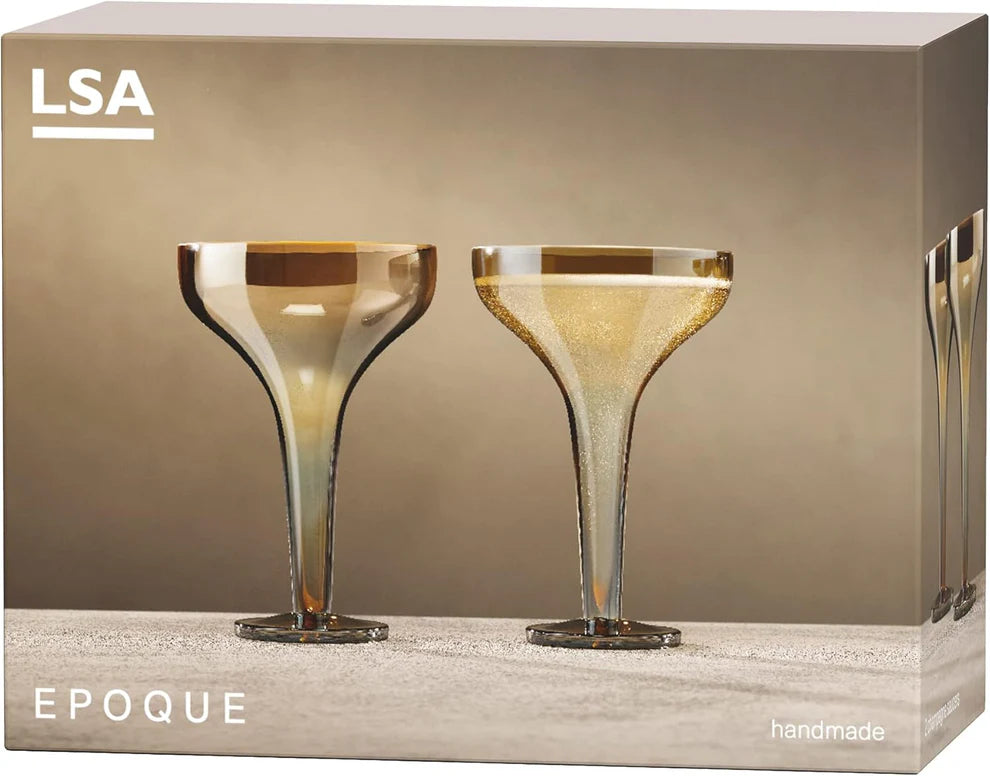 Epoque Champagne Saucer 150ml Amber/Lustre x 2
