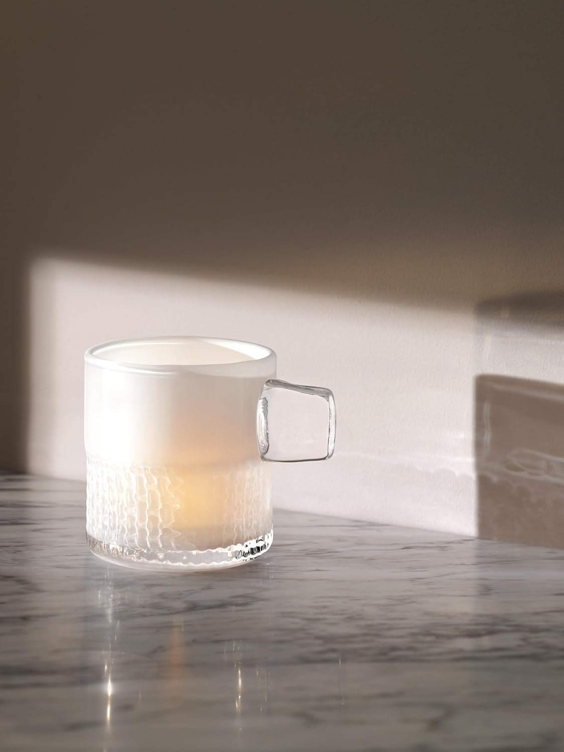 Handle Tealight Holder  Milk White
