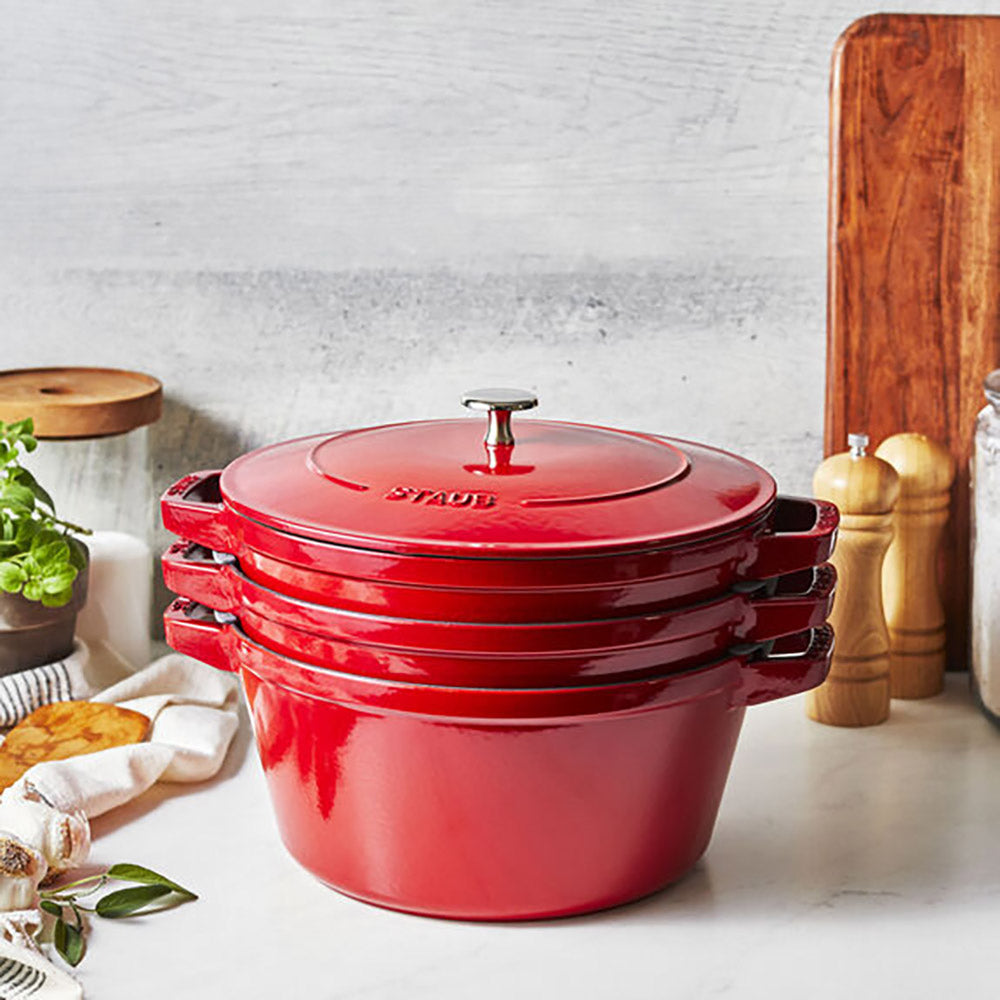 Stackable Cast Iron Cookware, Set of 3
