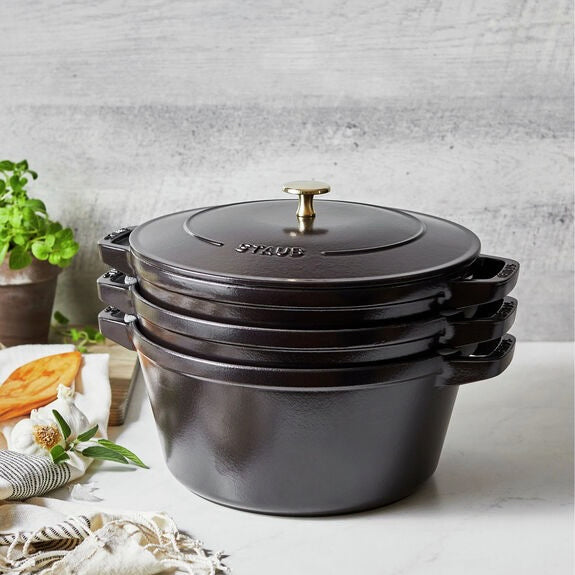 Stackable Cast Iron Cookware, Set of 3
