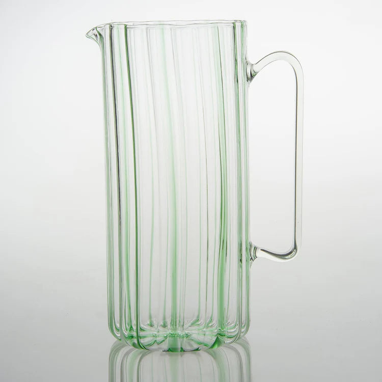 Serlio Loos Green Stripe Glass Pitcher