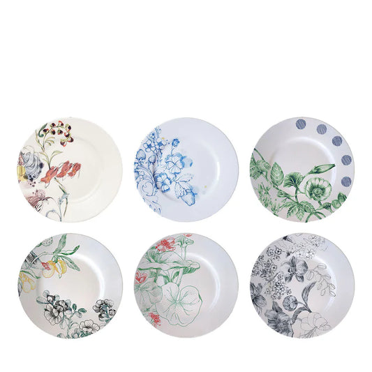 Mix & Match Set of 6 Polychrome Dessert Plates