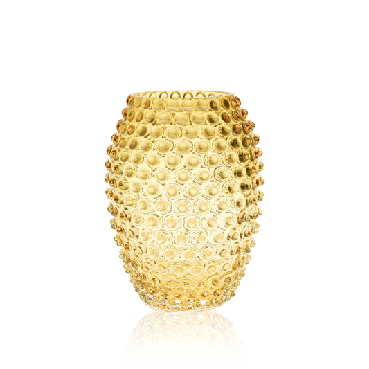 Underlay Amber Egg Hobnail Vase