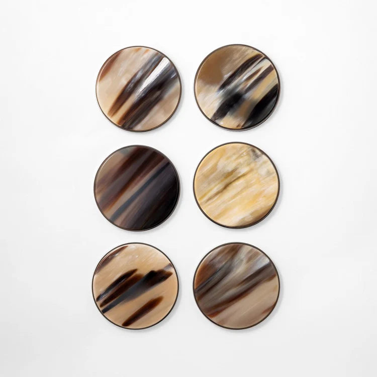 Natural Horn Coasters 6 pcs