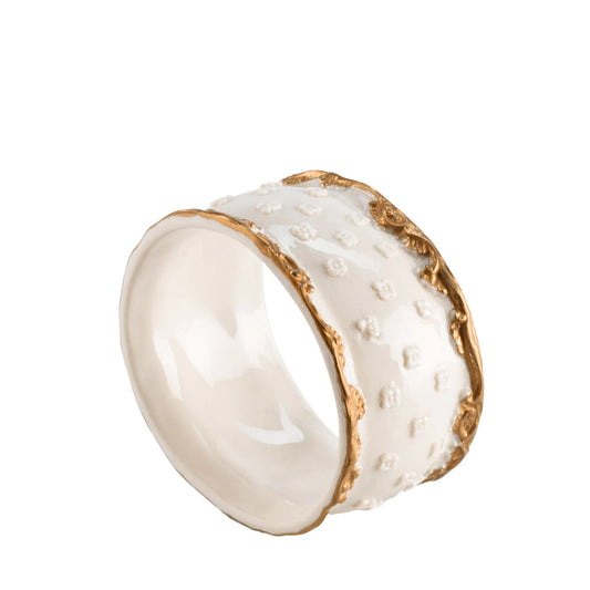 Lucia White & Gold Napkin Ring