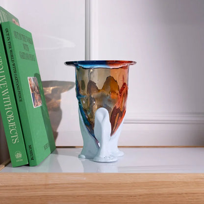 Amazonia Vase - Light Ruby, Light Blue, Brown, Pastel Blue