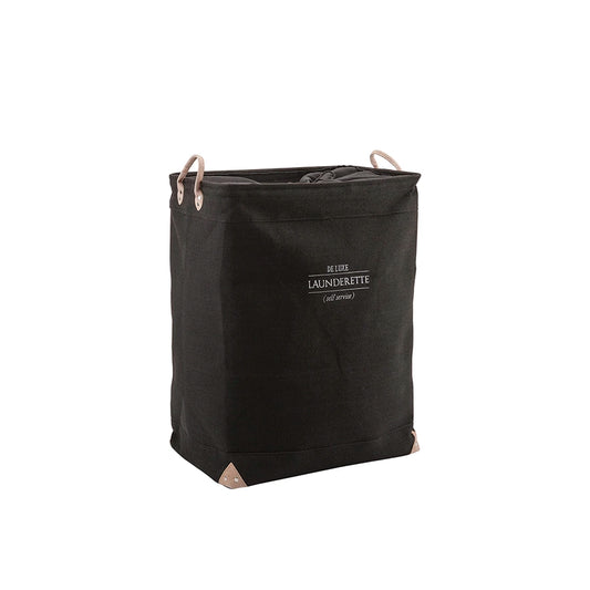 Aquanova Lubin Laundry basket-Black laundry bag with 'Laundrette' branding on a white background