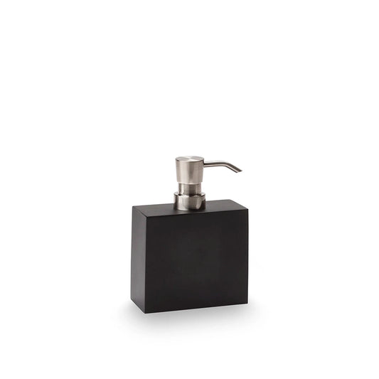 Aquanova Moon Soap dispenser-Black soap dispenser with silver pump on a white background