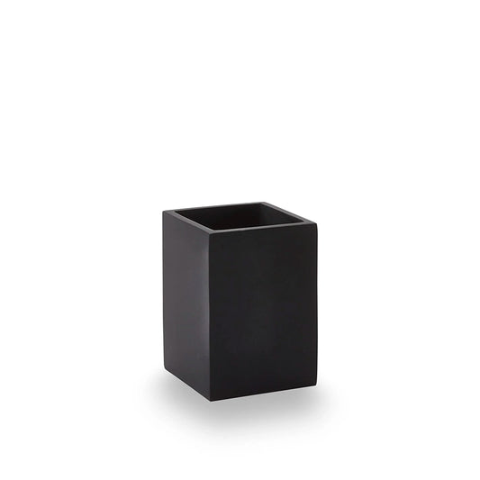 Aquanova Moon Toothbrush holder-Black rectangular planter on a white background