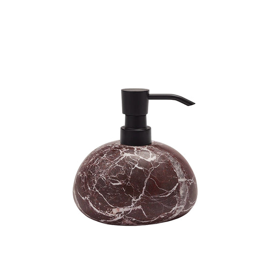 Aquanova Mundo Soap dispenser-Marble-textured soap dispenser with black pump on a white background