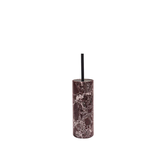 Aquanova Mundo Toilet Brush Holder-Marble-textured tumbler with a black straw on a white background