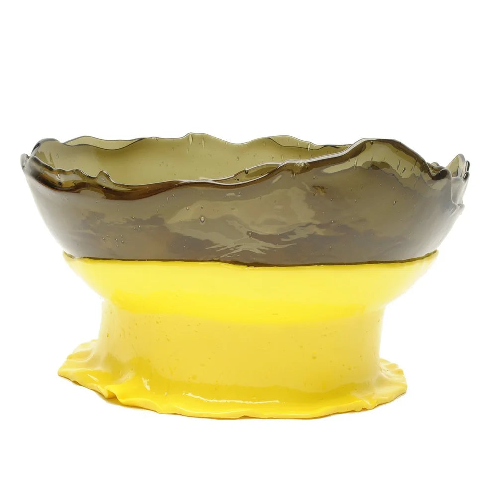 Big Collina Vase - Clear Fumè And Matt Lemon Yellow