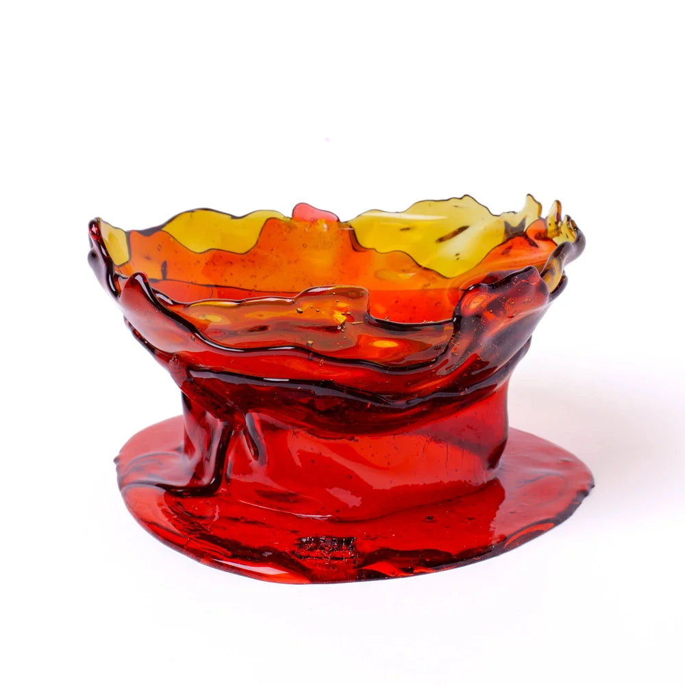 Big Collina Vase Extra Colour - Clear Amber And Dark Ruby