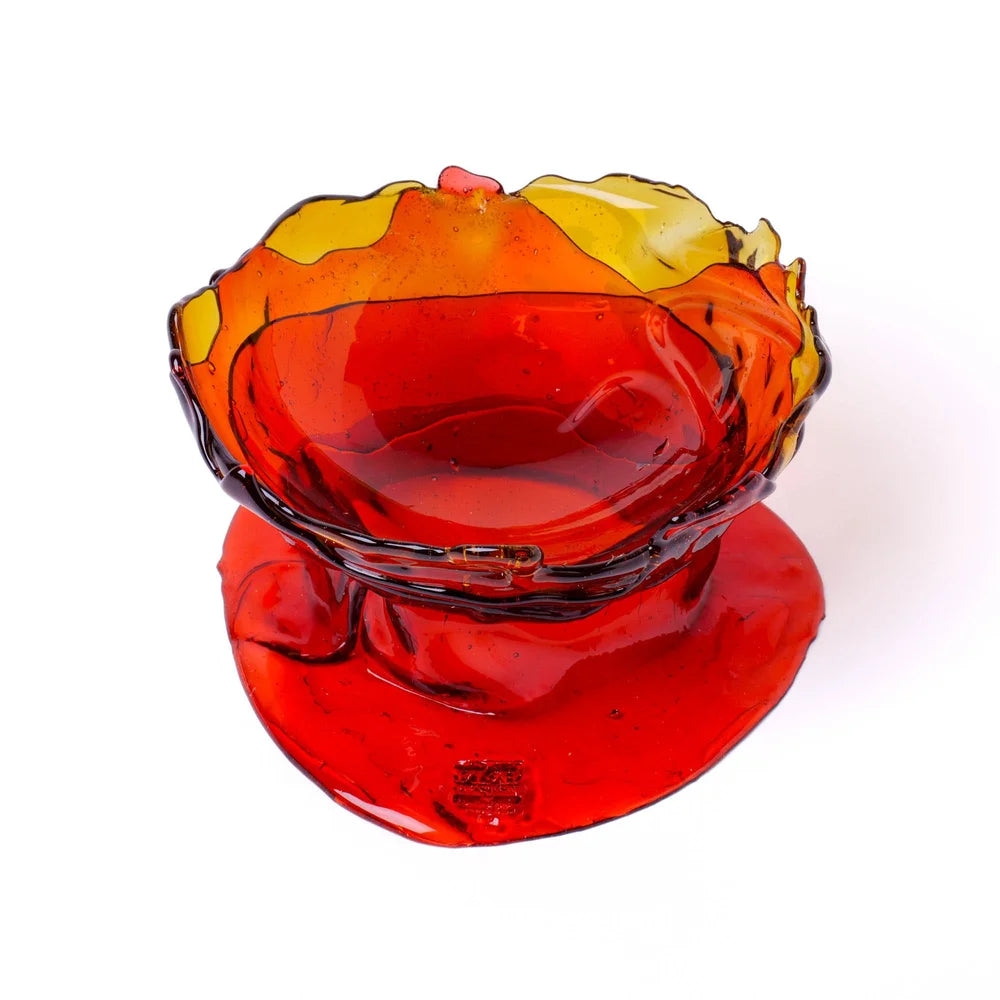 Big Collina Vase Extra Colour - Clear Amber And Dark Ruby