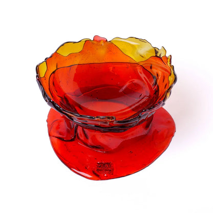 Big Collina Vase Extra Colour - Clear Amber And Dark Ruby