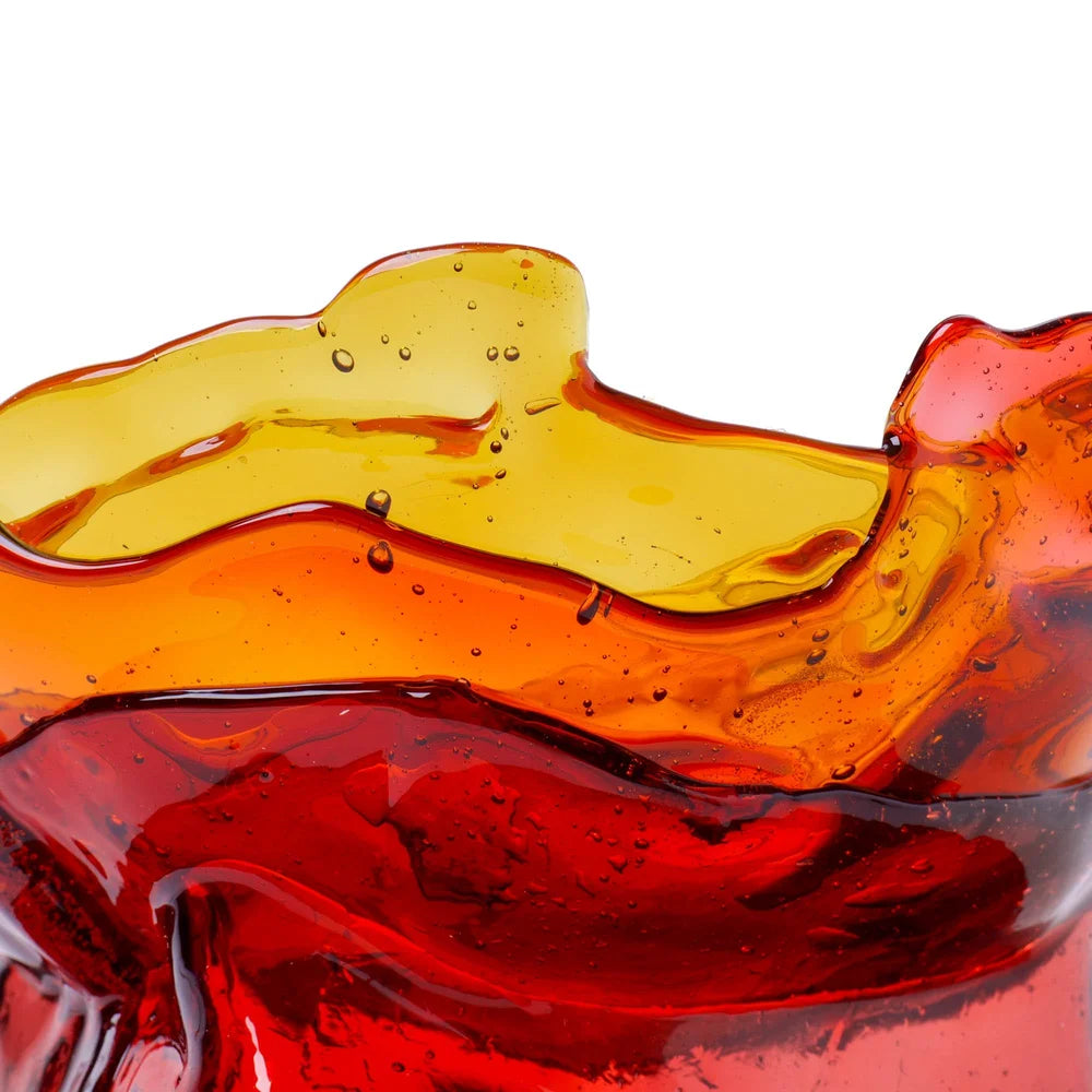 Big Collina Vase Extra Colour - Clear Amber And Dark Ruby