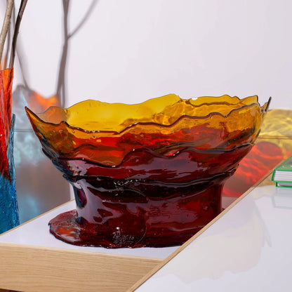 Big Collina Vase Extra Colour - Clear Amber And Dark Ruby