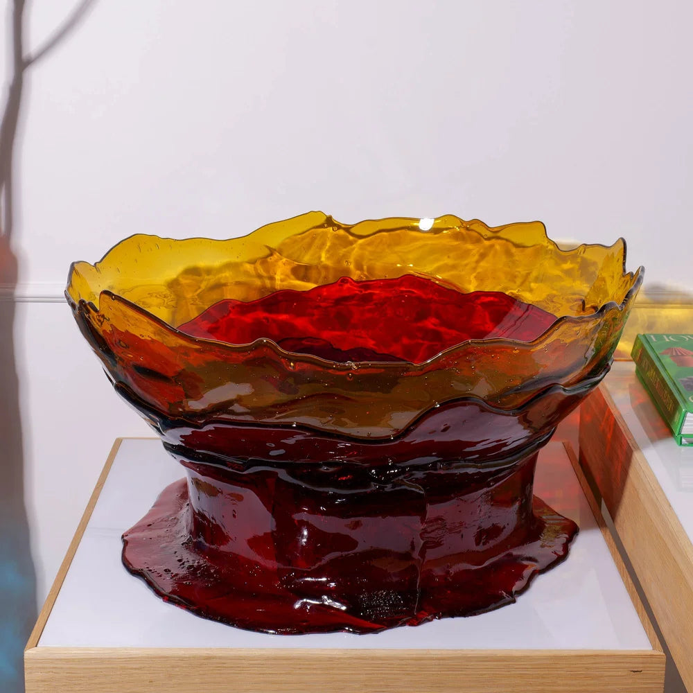 Big Collina Vase Extra Colour - Clear Amber And Dark Ruby