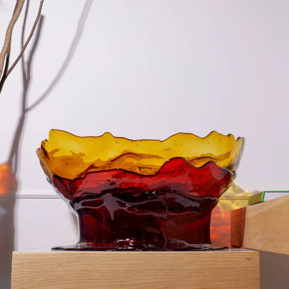 Big Collina Vase Extra Colour - Clear Amber And Dark Ruby