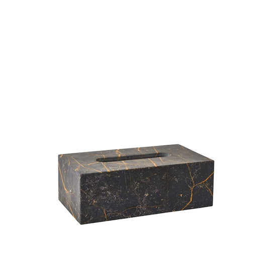 Black marble tissue box on a white background