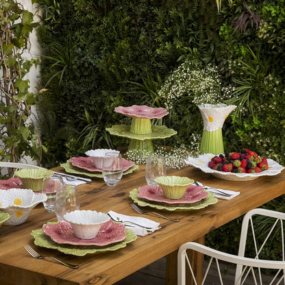 Bordallo Pinheiro Maria Flor Pink Cake Stand, cake serving tray
