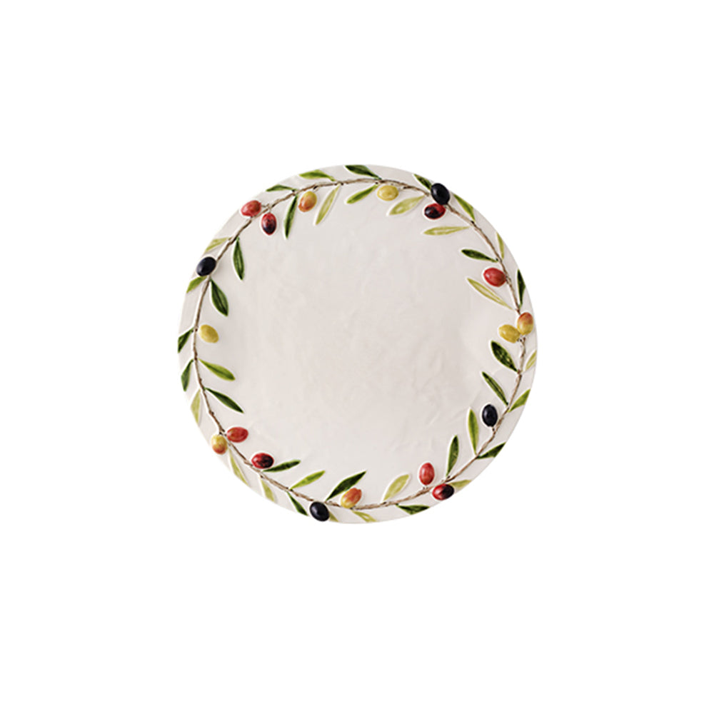 Bordallo Pinheiro Olival Cheese Platter-Decorative plate with olive design on a white background