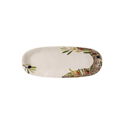 Bordallo Pinheiro Olival Platter-Decorative oval plate with olive design on a white background