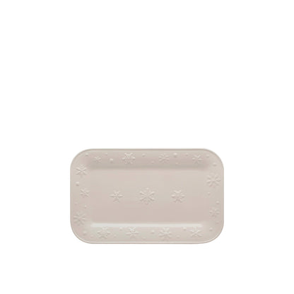 Rectangular ceramic plate with subtle pattern on a white background