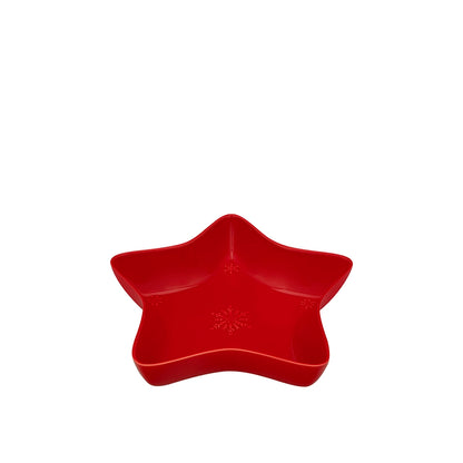 Bordallo Pinheiro Snowflakes Star Bowl, 37cm-Red star-shaped bowl on a white background