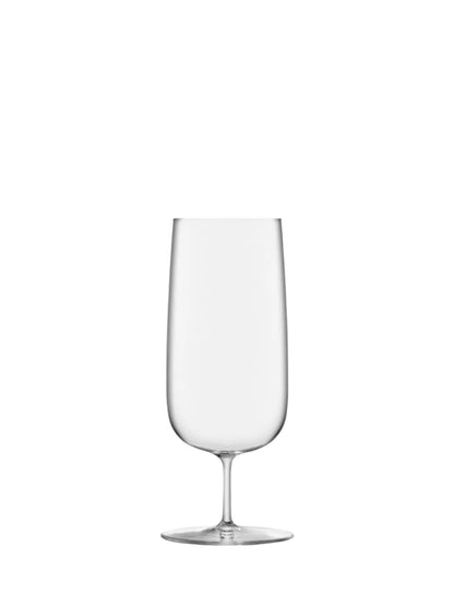 Borough Pilsner Glass for elegant beer serving-A clear, cylindrical pilsner glass with a curved bowl and fine, straight stem.