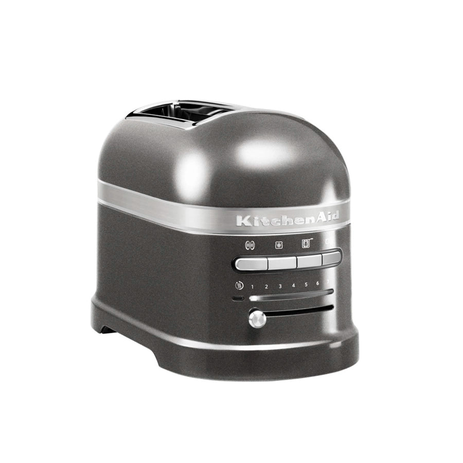Gray KitchenAid Bread toaster on a white background