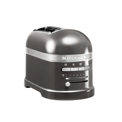 Gray KitchenAid Bread toaster on a white background