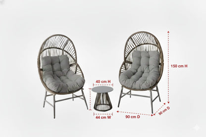Outdoor Rattan Chat Set (2 Chairs + 1 Table)