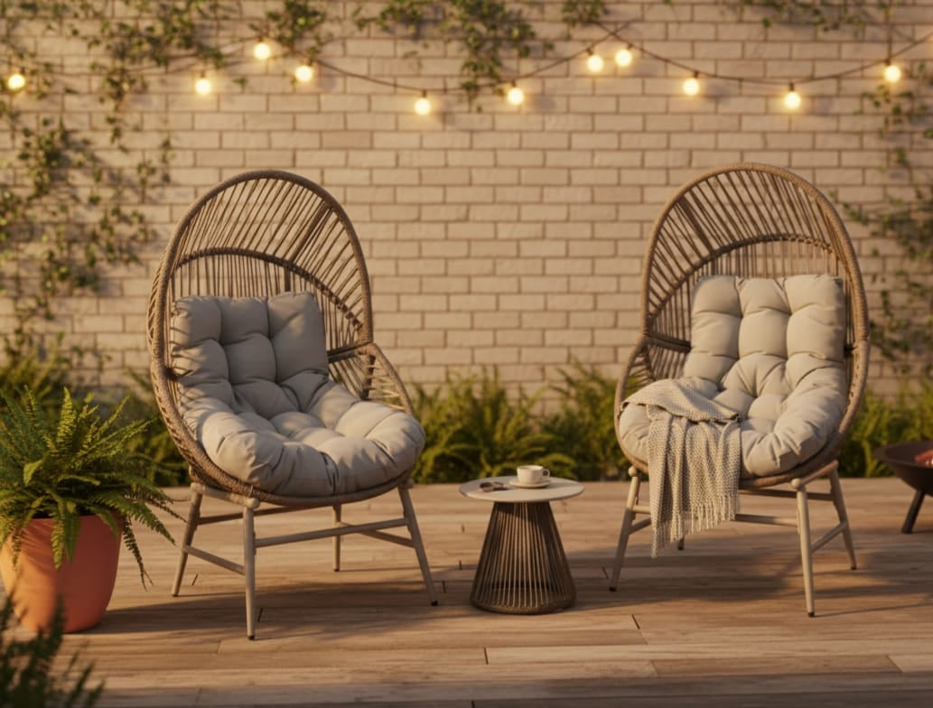 Outdoor Rattan Chat Set (2 Chairs + 1 Table)