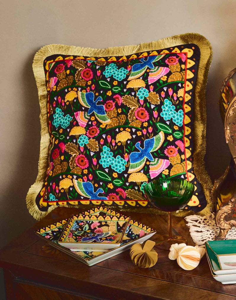 Colombo Black Velvet Cushion