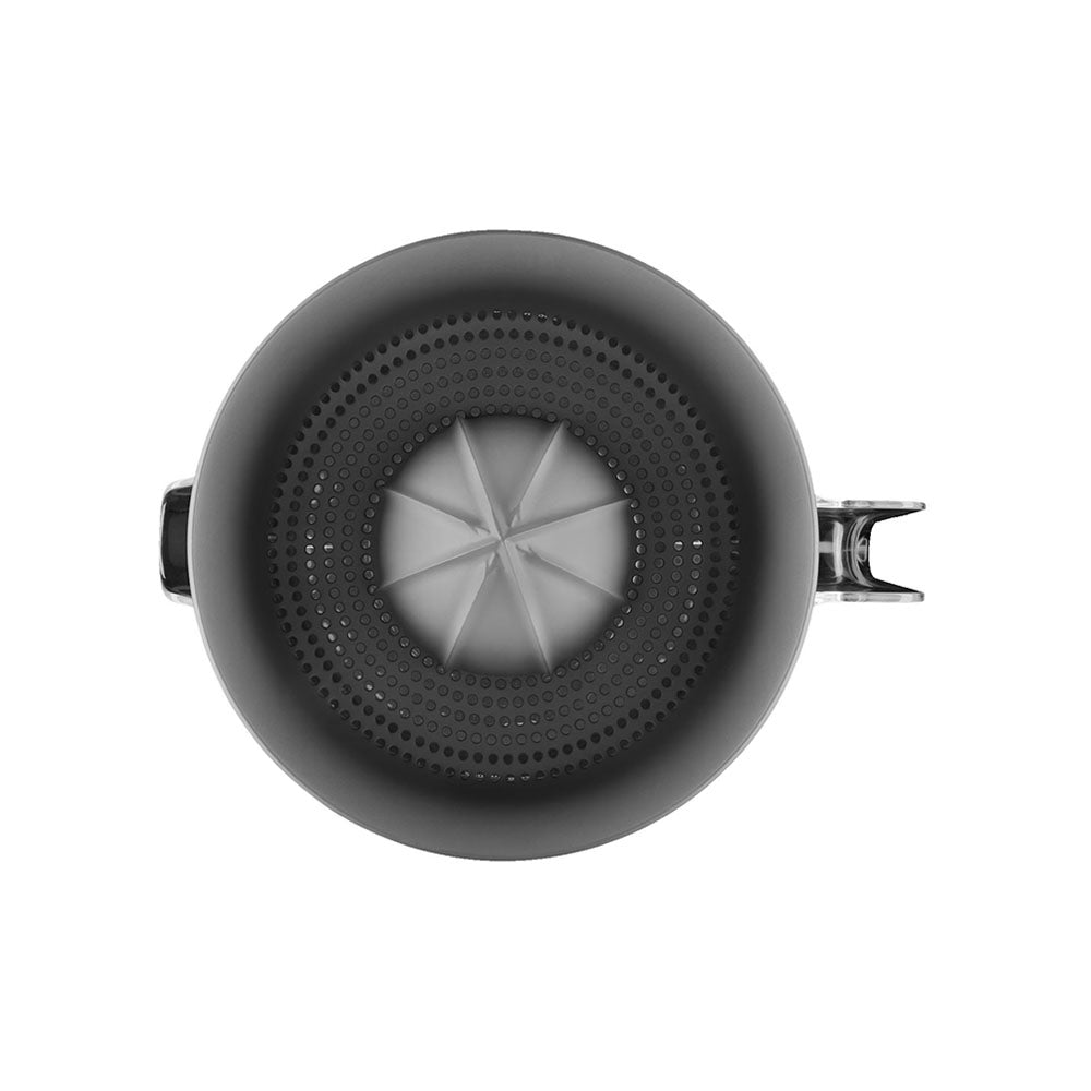 Black coffee filter on a white background