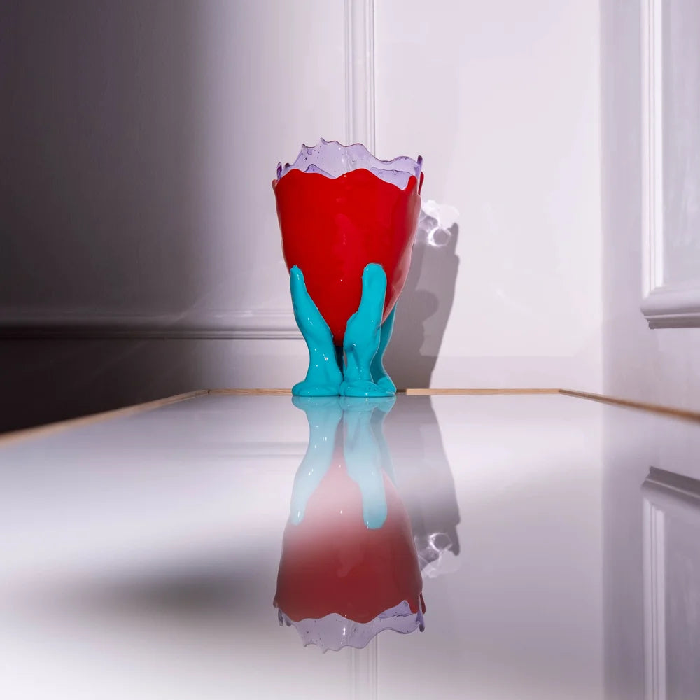 Clear Vase Extra Colour - Clear Lilac, Matt Red And Turquoise