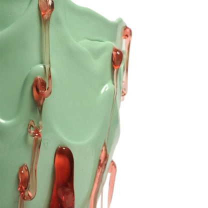 Clear Special Vase - Matt Mint And Antique Pink