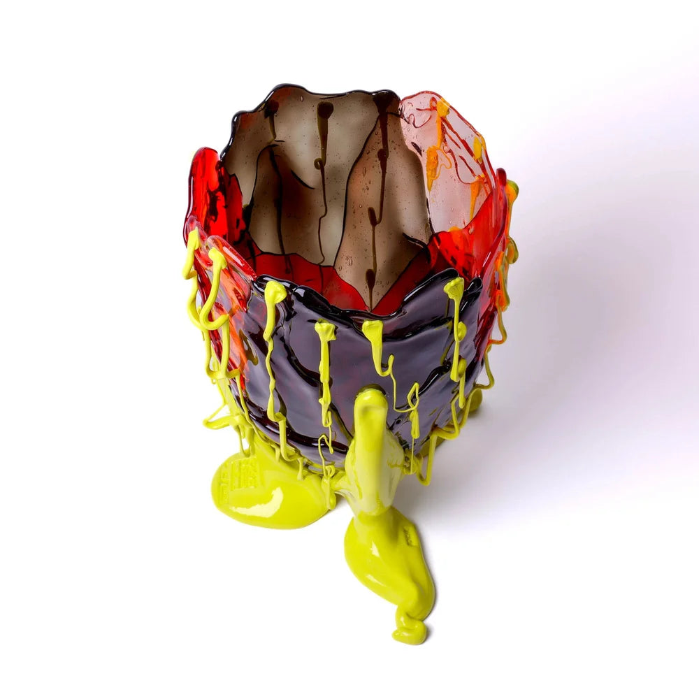 Clear Special Vase Extra Colour - Clear Red, Clear Fumè, Clear Light Ruby And Matt Fluo Yellow