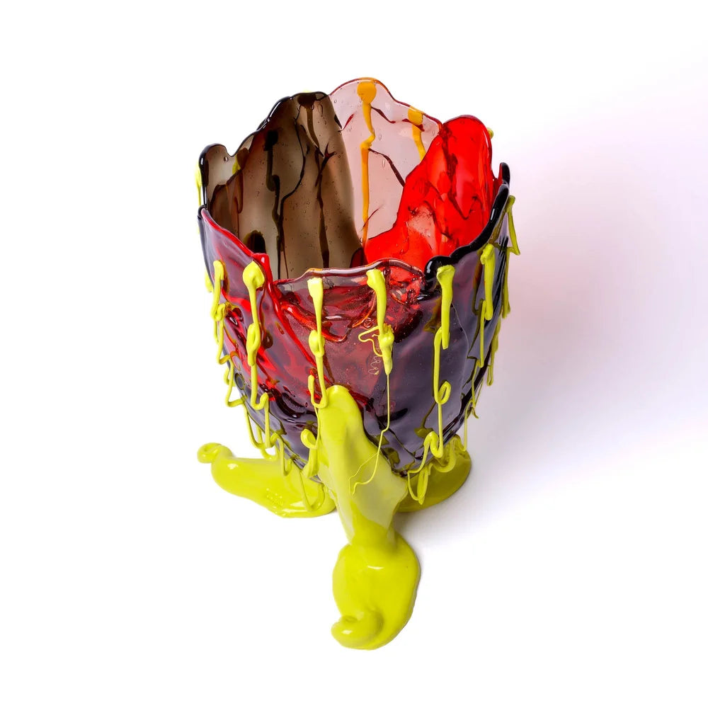 Clear Special Vase Extra Colour - Clear Red, Clear Fumè, Clear Light Ruby And Matt Fluo Yellow
