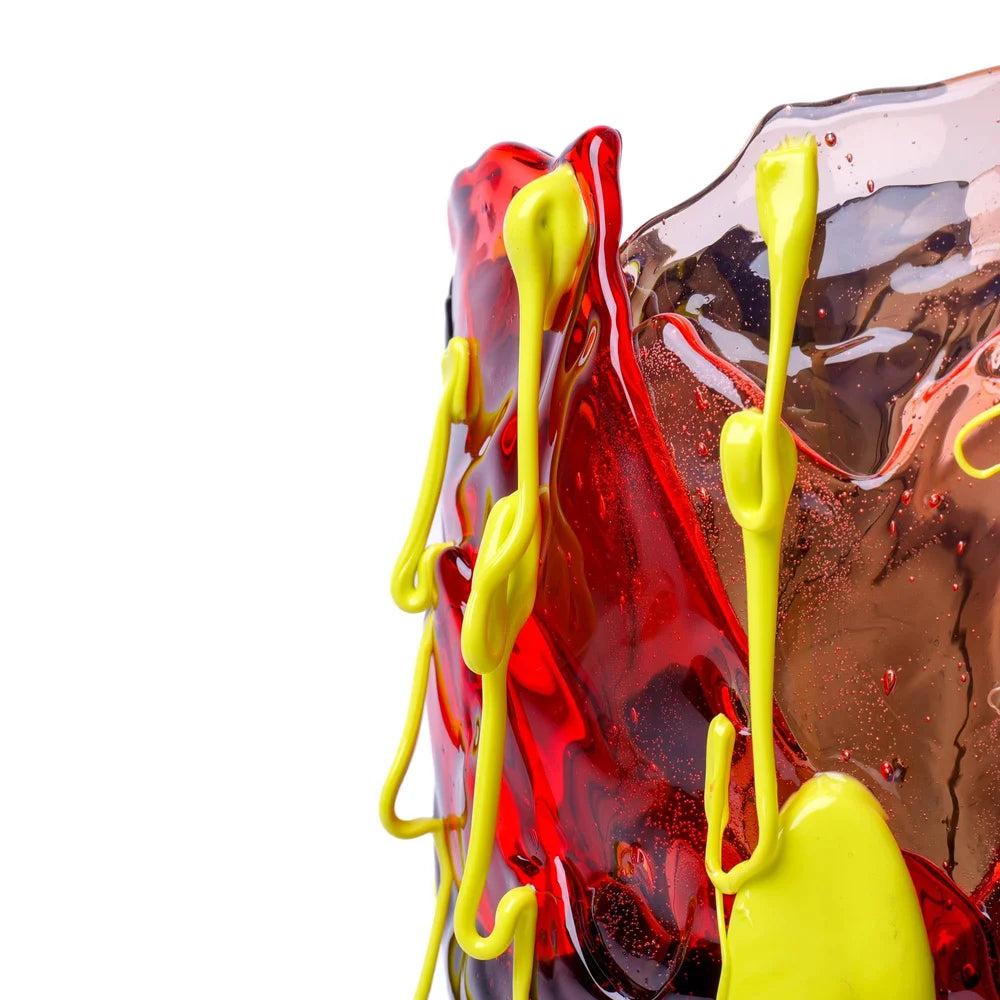Clear Special Vase Extra Colour - Clear Red, Clear Fumè, Clear Light Ruby And Matt Fluo Yellow