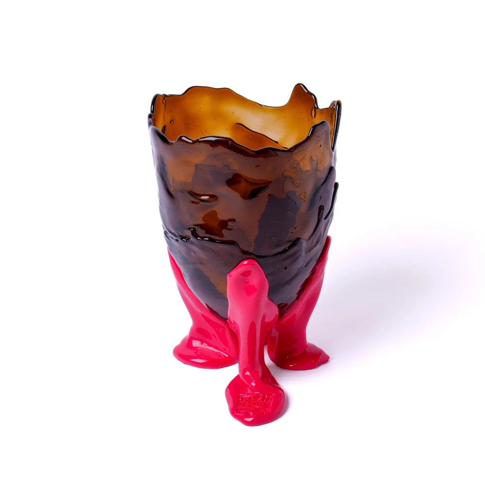 Clear Vase - Clear Brown And Matt Fuchsia