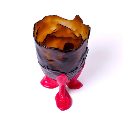 Clear Vase - Clear Brown And Matt Fuchsia