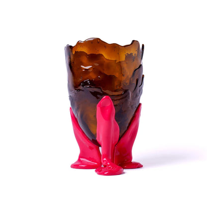 Clear Vase - Clear Brown And Matt Fuchsia