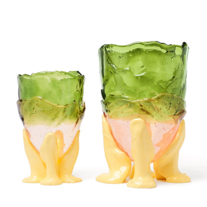 Clear Vase Extra Colour - Clear Bottle Green, Clear Light Ruby And Matt Pastel Yellow