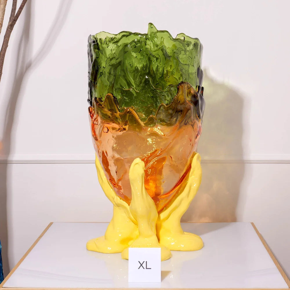 Clear Vase Extra Colour - Clear Bottle Green, Clear Light Ruby And Matt Pastel Yellow